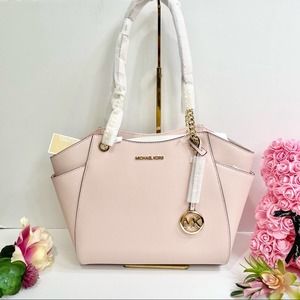 NEW Michael Kors Leather Chain Tote in Powder Blush Pink